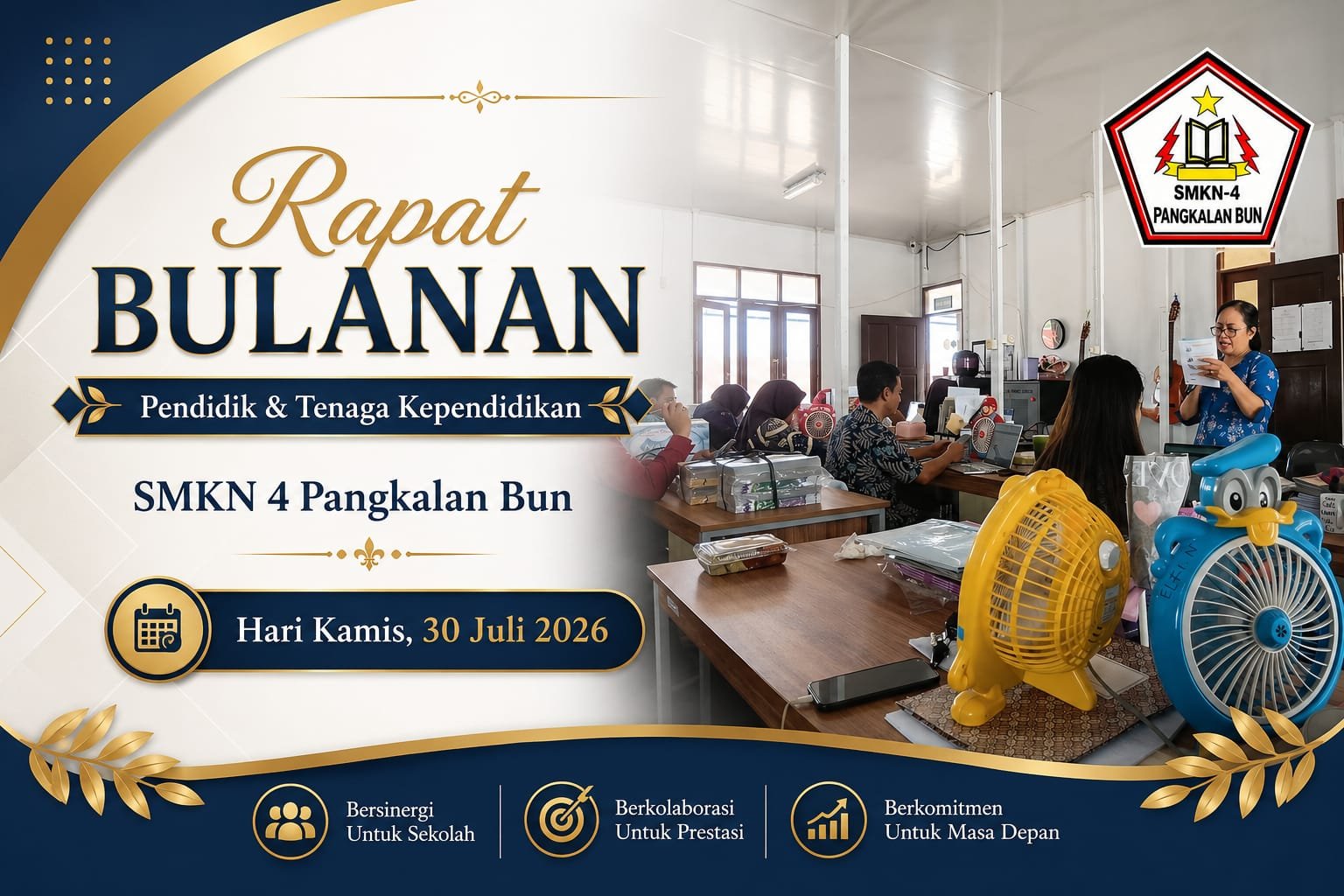 Sinergi Peningkatan Mutu, SMKN 4 Pangkalan Bun Gelar Rapat Bulanan Pendidik dan Tenaga Kependidikan