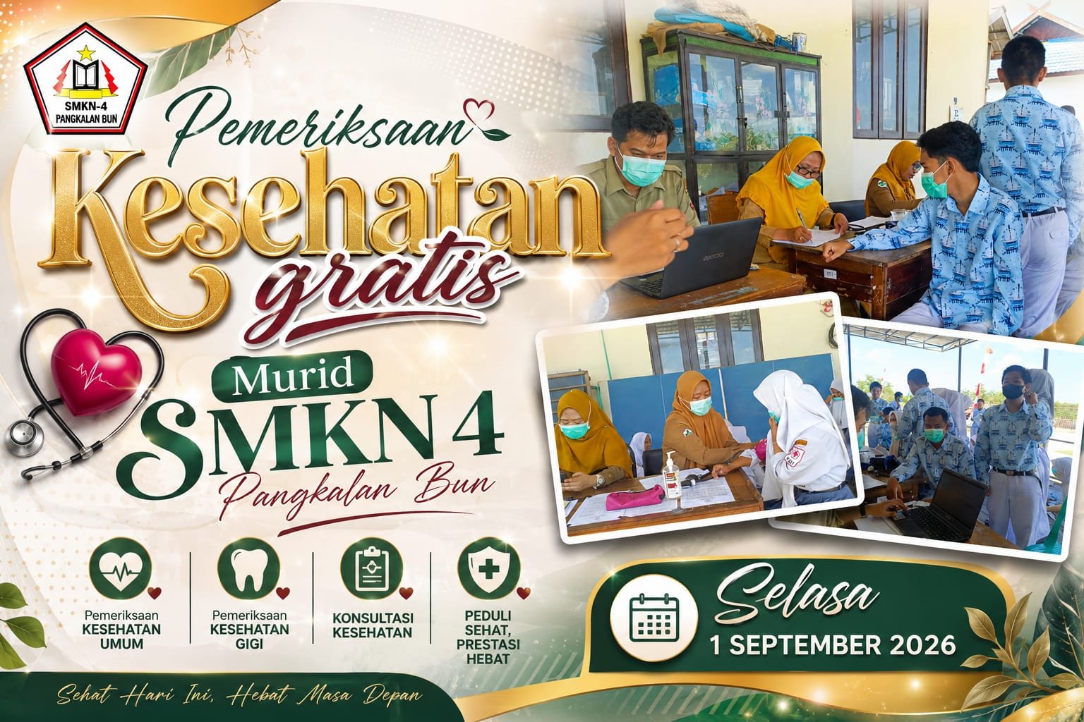 SMKN 4 Pangkalan Bun bekerja sama dengan Puskesmas Mendawai Gelar Kegiatan Pemeriksaan Kesehatan Gratis untuk Siswa Kelas XI dan XII